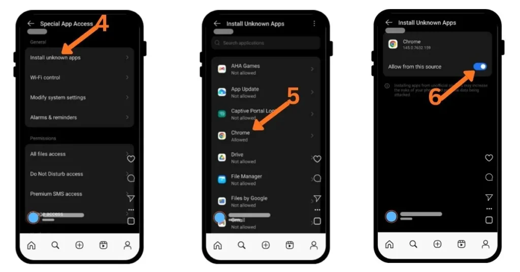 Enabling 'Install Unknown Apps' for Chrome to download Anime World Z APK