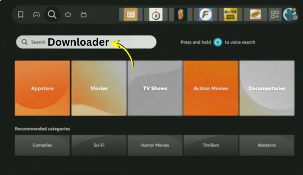 Open Smart TV or Firestick search bar