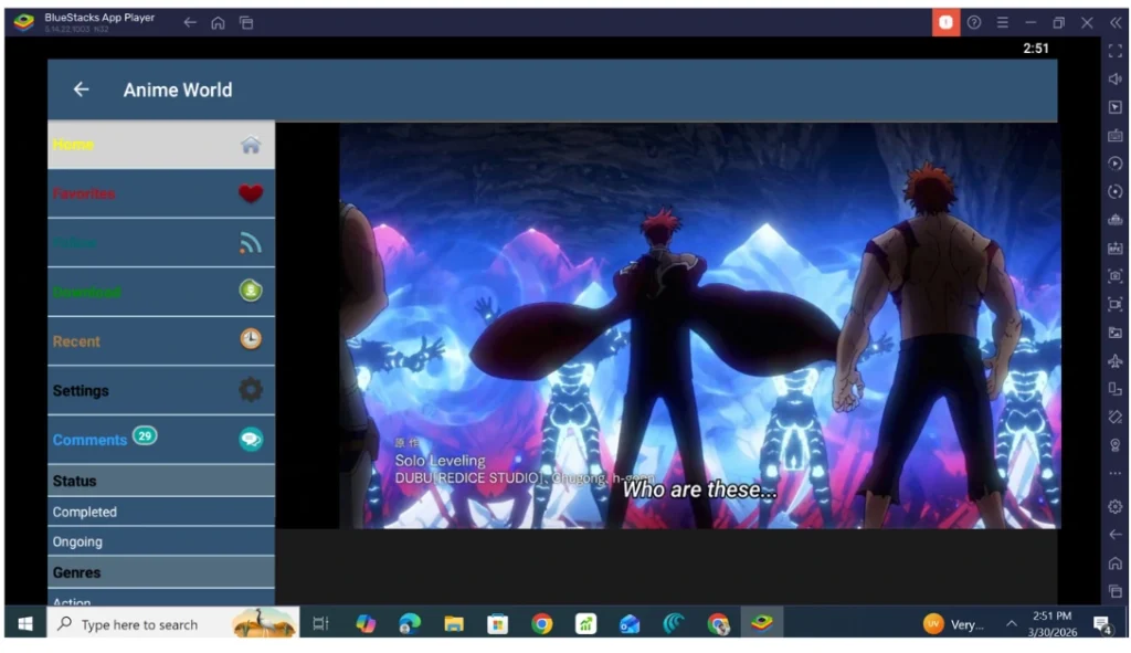 Watch anime on PC using the BlueStacks emulator
